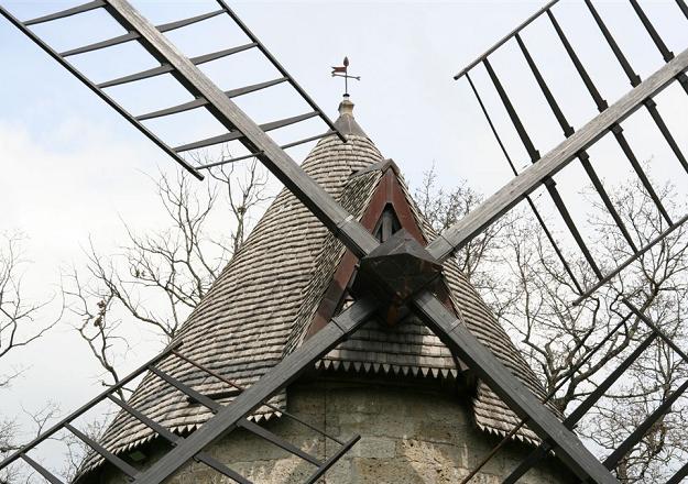 Tte d'arbre et toiture du moulin de Sabrecul